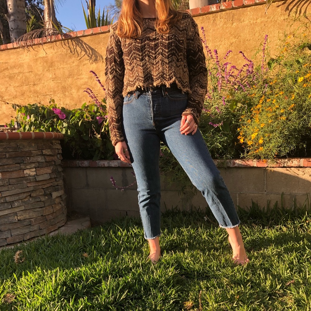 Brown knit crop sweater